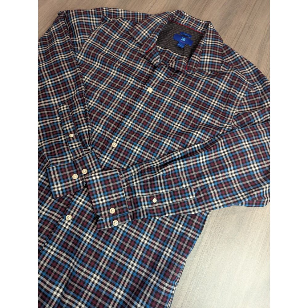 EGARA Men's Non-Iron Plaid Long Sleeve Button Down Shirt Size L
